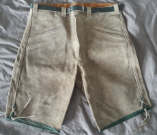 Bermuda Lederhose aus Samtspalt Gr. 158 Grau NEU